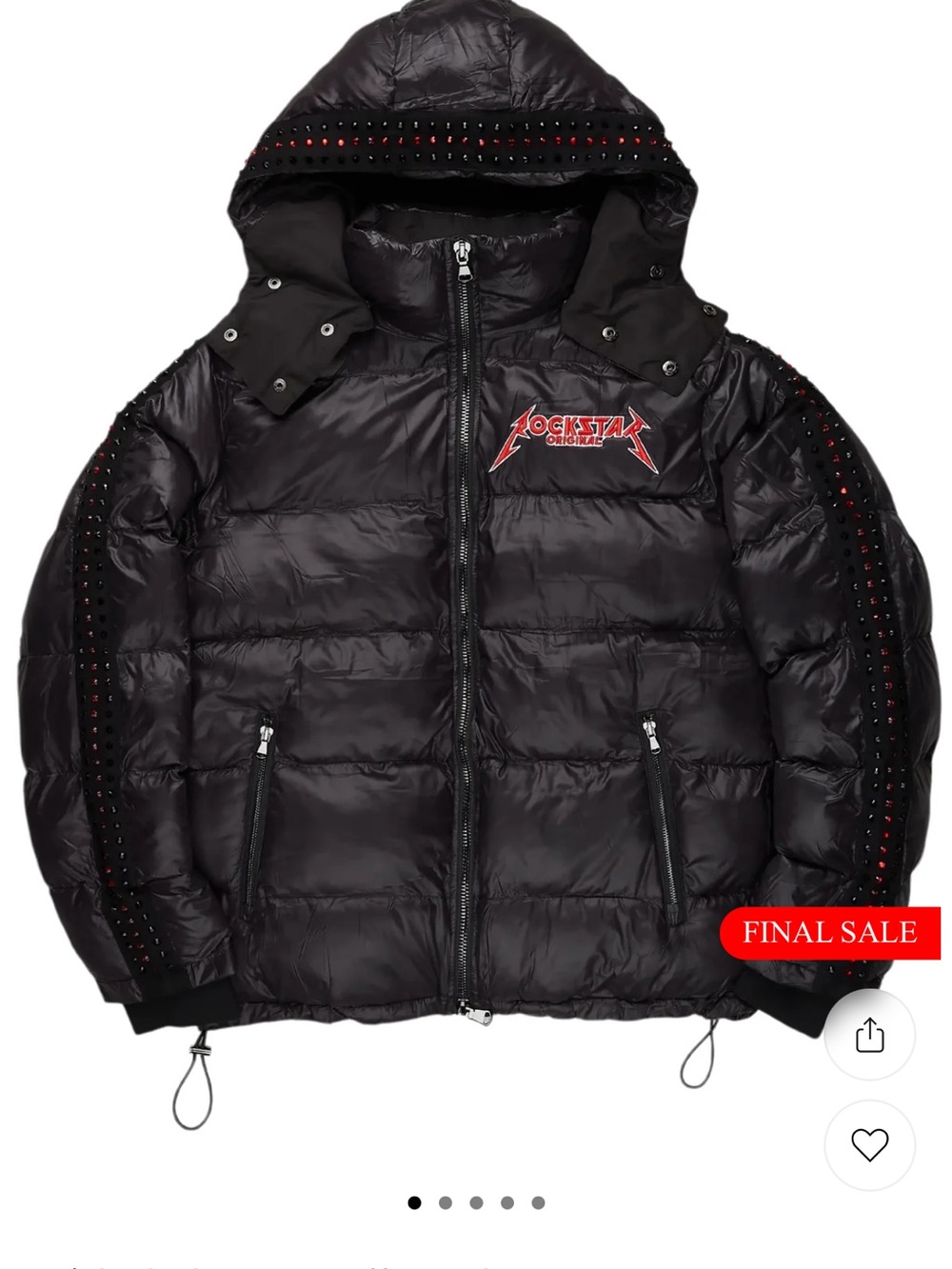 Rockstar Originals Black Quilted Puffer Jacket with Hood